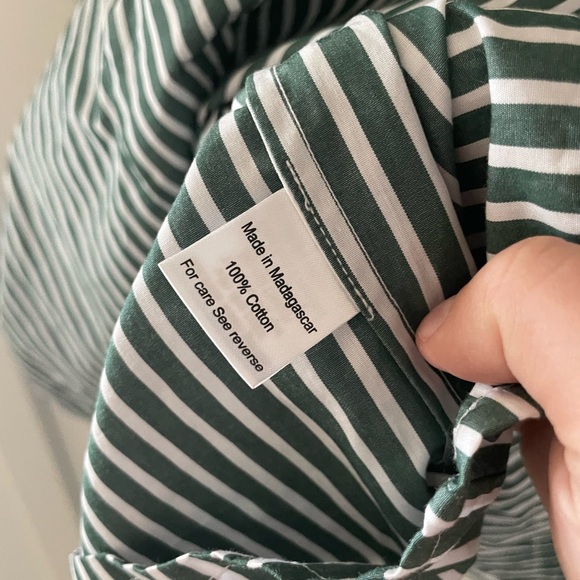 Maxwell & Geraldine Charlotte Smocked Striped Midi Dress Forest Green - Picture 9 of 10